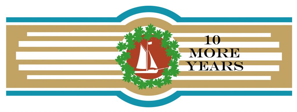 BOOT Logo RIVA 10 more years mit grünem Laubkranz, jpg