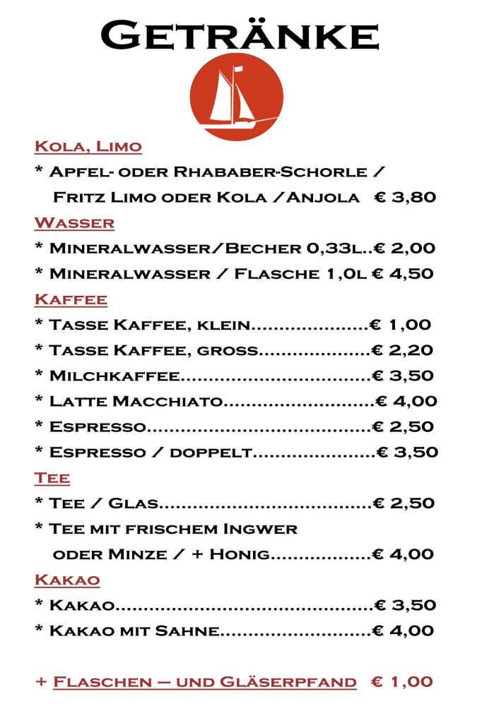 Preisliste Softgetränke 2026